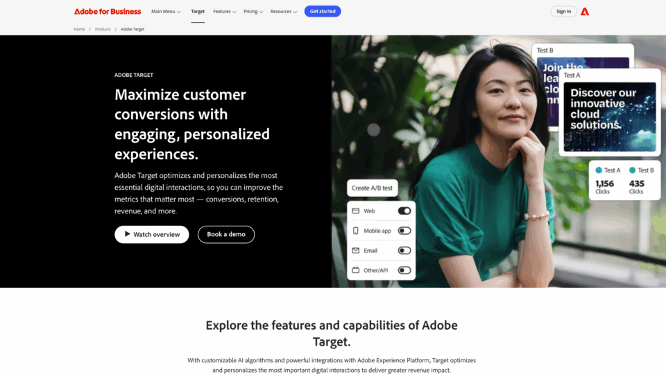 Adobe Target screen