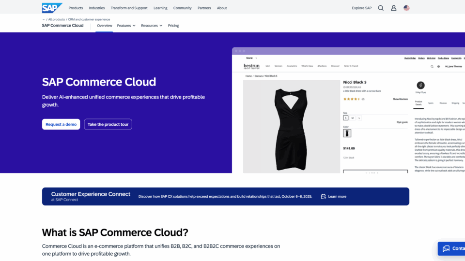 SAP Commerce Cloud screen
