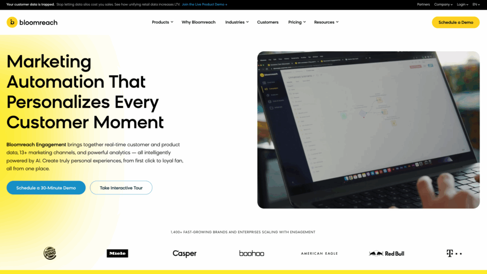 Bloomreach Engage screen