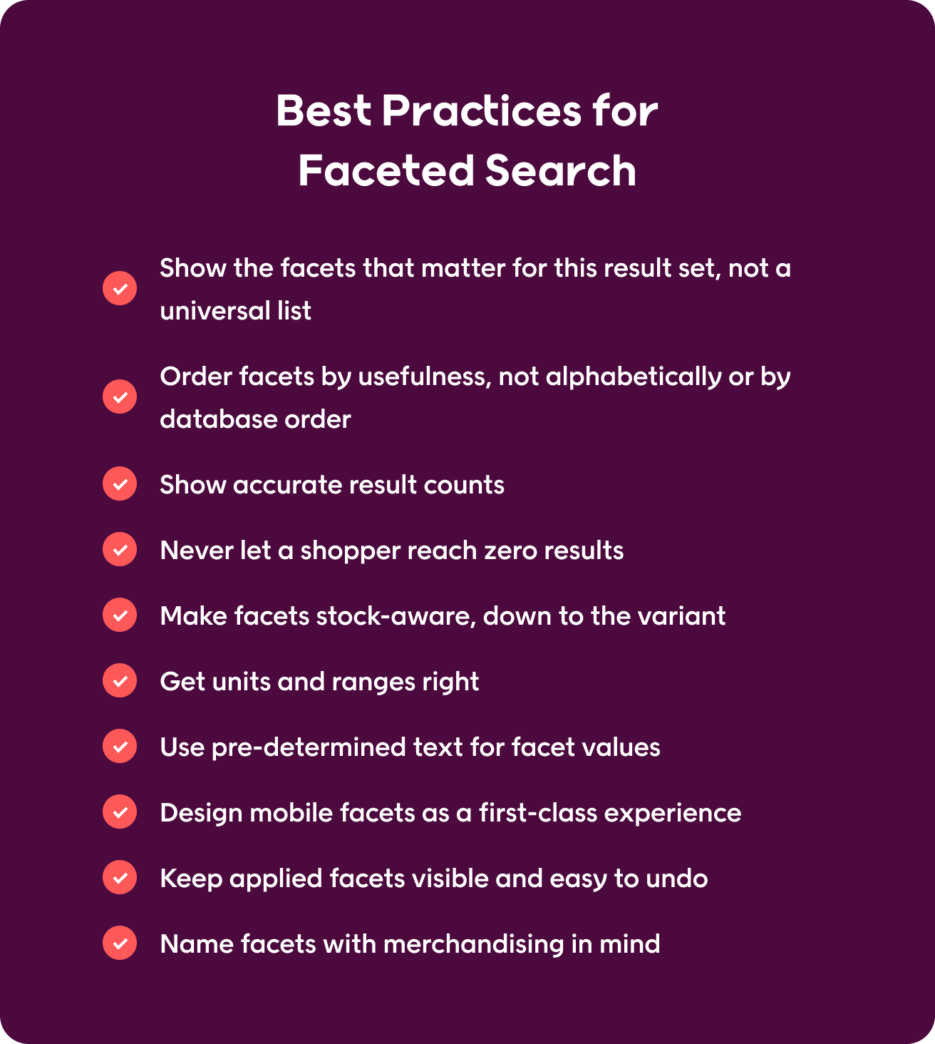 Best practices for faceted search